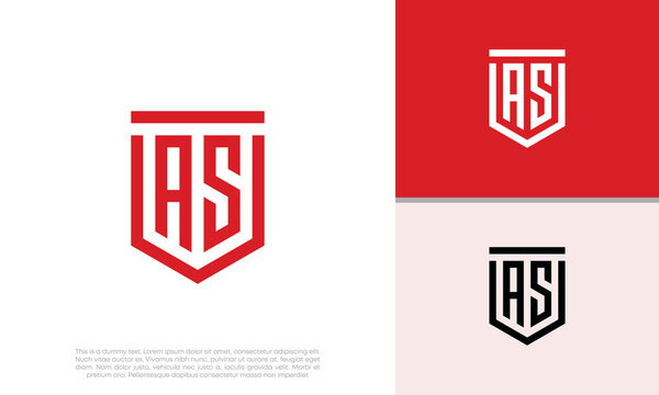 Initials AS logo design. Initial Letter Logo. Shield logo.