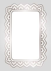 Rose golden shiny glowing ornate frame isolated over white