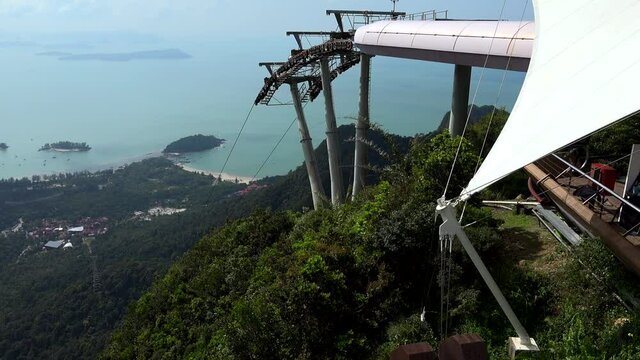 cablecar station in the top of the mountain, with the skybridge langkawi.