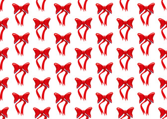 Red beautiful bow. Seamless background. Graphics and design.