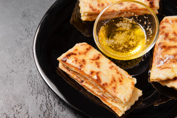 sweet tortillas with pumpkin with melted butter, Caucasian cuisine