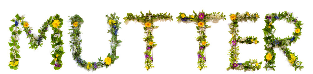 Flower And Blossom Letter Building Word Mutter Means Mother