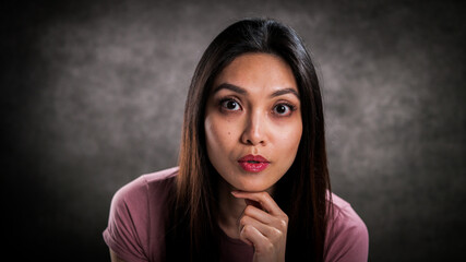 Typical photo of a young woman in close-up - studio photography