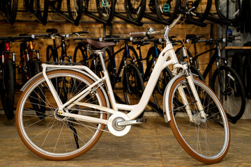 white bicycle on bicycles background
