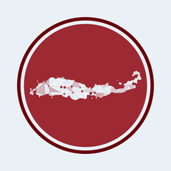 Flores icon. Trendy tech logo of the island. Geometric mesh round design. Technology, internet, network, telecommunication concept. Vector illustration.