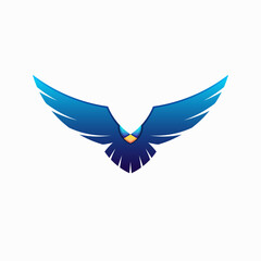 Wild bird logo design. Vector illustration of abstract blue bird flying