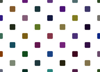 Multicolored small squares on a white background.