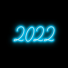 2022 - happy new year neon effect