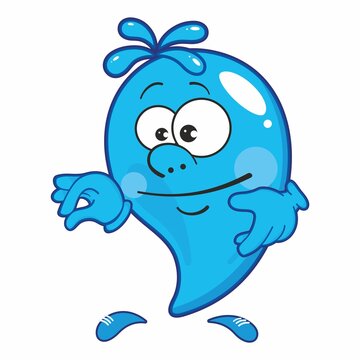 Water Drop Cartoon Mascot Character. Cute natural phenomena in cartoon style.
