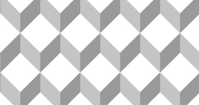Digital animation of multiple white 3d cubes against grey background