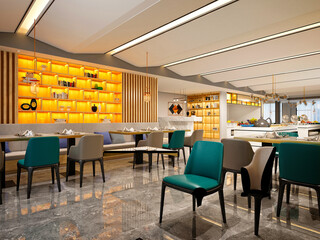 Fototapeta na wymiar 3d render of restaurant cafe interior