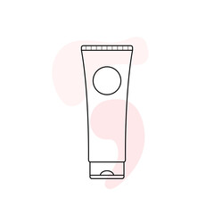 Tube of Cream. Concealer. Hand, Face and Body cream. Skin care. Cosmetic. Vector black Outline on a white background.