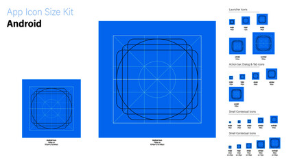 Ready to use Android guide and sizing for Application Logo, Vector App Icon Size Set, Application Icon Size kit
