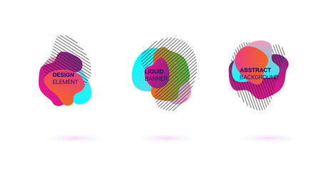 Dynamic Splashes. Green, Purple Liquid Organic