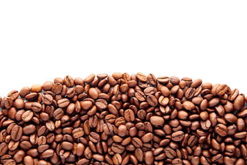 Coffee beans background on white background