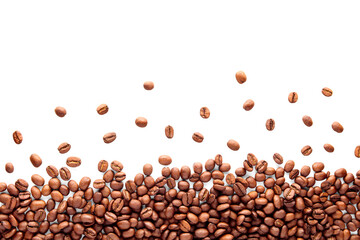 Coffee beans background on white background