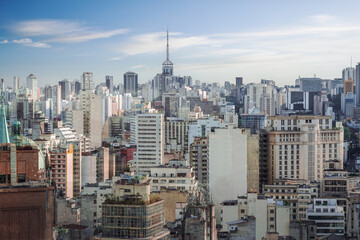 Fototapeta na wymiar Aerial view of downtown Sao Paulo Buildings - Sao Paulo, Brazil