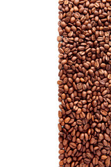 Coffee beans background on white background