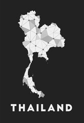Thailand - communication network map of country. Thailand trendy geometric design on dark background. Technology, internet, network, telecommunication concept. Vector illustration.