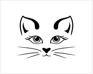 Doodle cat icon isolated on white. Outline hand drawing art line. Sketch logo animal. Vector stock illustration. EPS 10