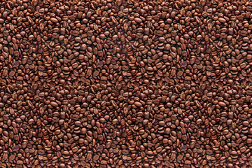 Coffee beans seamless background. Top view