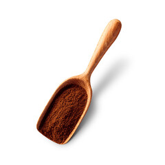 Wood scoop with coffee powder