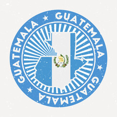 Guatemala round stamp. Logo of country with flag. Vintage badge with circular text and stars, vector illustration.