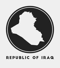 Republic of Iraq icon. Round logo with country map and title. Stylish Republic of Iraq badge with map. Vector illustration.