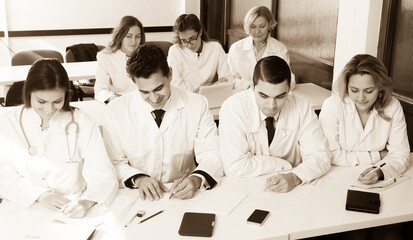 Fototapeta na wymiar Medical students sitting in audience