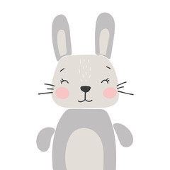 Abstract baby rabbit vector, boho baby animals, cute animal isolated, adorable bunny for print, vector illustration