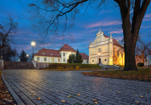 Gniezno, Poland. View of St. George's church (Kosciol sw. Jerzego) at dusk - one of the oldest churches in the city 