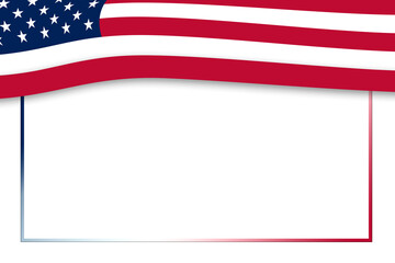 Fototapeta premium american flag top border with box cutout illustration for card presentation invitation poster