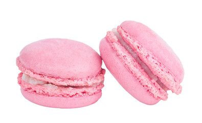 two pink macaroons isolated on white background