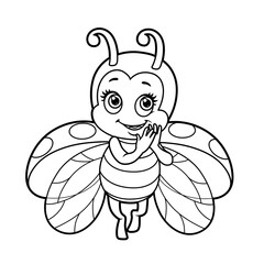 Flirtatious fly little ladybug outline for coloring page isolated on white background
