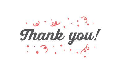 Thank you lettering. Greeting card text design in calligraphic style font.