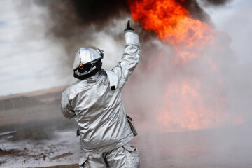 Firefighters fight a fire in Copiapó, Chile