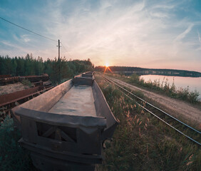 Old railroad tracks in the morning