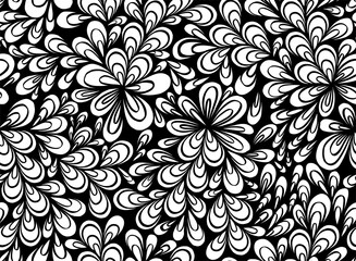 vector illustration, seamless abstract pattern, decorative plants with drop-shaped leaves. Vector illustration