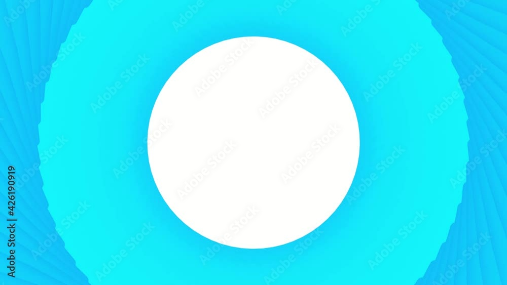 Poster blue rotating abstract pattern of lines and a gradient where there is a white circle inside .. 3d re
