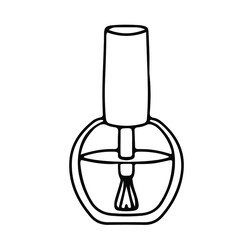 Nail polish. A bottle of cosmetics. Hand-drawn doodles. Hand and nail care. Vector illustration isolated on white background.