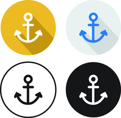 Colored Anchor set vector icon flat style isolated