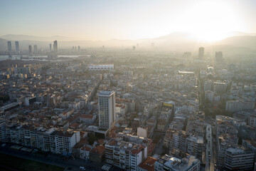 View of cityscape of resort town of Izmir, Turkey.