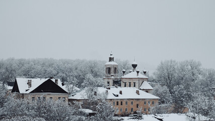 Old russian church in winter