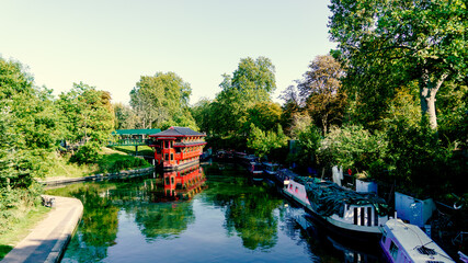 Boats on London canal 