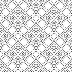 Geometric vector pattern with triangular elements. Seamless abstract ornament for wallpapers and backgrounds. Black and white colors.