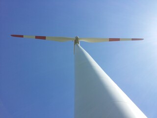 A wind turbine from below