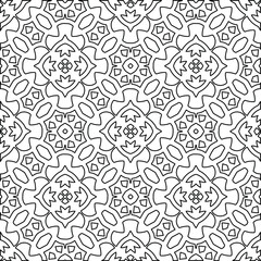 Geometric vector pattern with triangular elements. Seamless abstract ornament for wallpapers and backgrounds. Black and white colors.