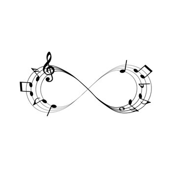 Music infinity concept, musical notes design element, vector illustration.