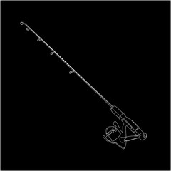 fishing rod white on black background