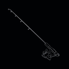 fishing rod white on black background